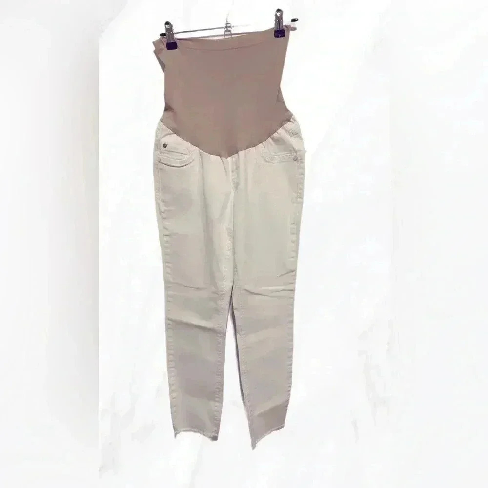 NWT 7 4 mankind white trendy cotton maternity ankle skinny denim jeans 6 - Picture 2 of 3